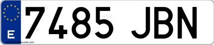 Ejemplo de matrícula española 7485 JBN
