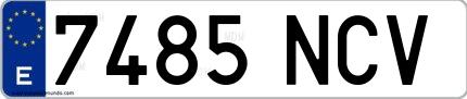 Ejemplo de matrícula española 7485 NCV