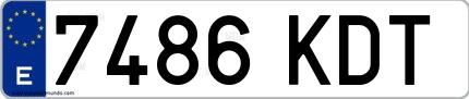 Ejemplo de matrícula española 7486 KDT