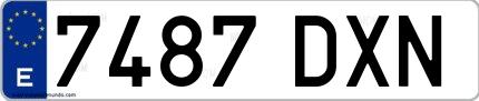 Ejemplo de matrícula española 7487 DXN