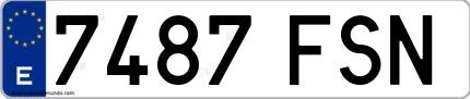 Ejemplo de matrícula española 7487 FSN