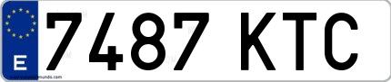 Ejemplo de matrícula española 7487 KTC