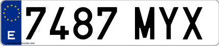 Ejemplo de matrícula de coche ordinaria 7487 MYX