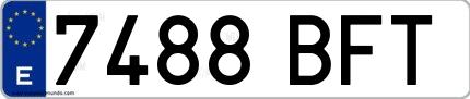 Ejemplo de matrícula española 7488 BFT