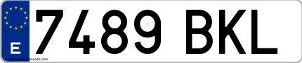 Ejemplo de matrícula española 7489 BKL