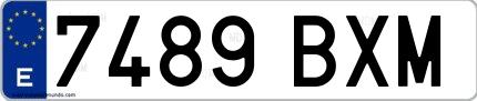 Ejemplo de matrícula española 7489 BXM