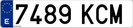 Ejemplo de matrícula española 7489 KCM