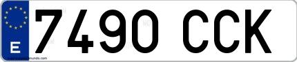 Ejemplo de matrícula española 7490 CCK