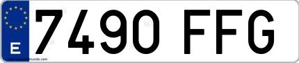Ejemplo de matrícula española 7490 FFG