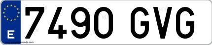 Ejemplo de matrícula española 7490 GVG