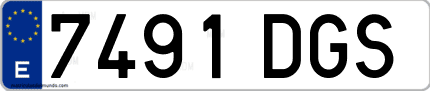 Ejemplo de matrícula de coche ordinaria 7491 DGS