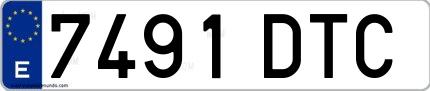 Ejemplo de matrícula española 7491 DTC