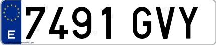 Ejemplo de matrícula española 7491 GVY