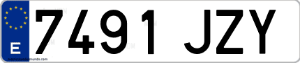 Ejemplo de matrícula de coche ordinaria 7491 JZY