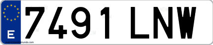 Ejemplo de matrícula de coche ordinaria 7491 LNW