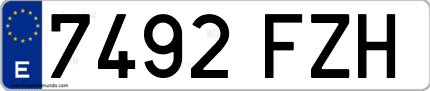 Ejemplo de matrícula de coche ordinaria 7492 FZH