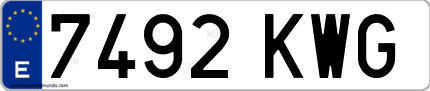 Ejemplo de matrícula de coche ordinaria 7492 KWG