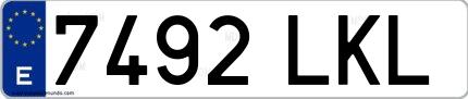 Ejemplo de matrícula española 7492 LKL