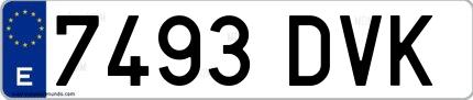 Ejemplo de matrícula española 7493 DVK