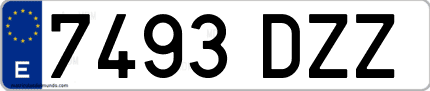 Ejemplo de matrícula de coche ordinaria 7493 DZZ