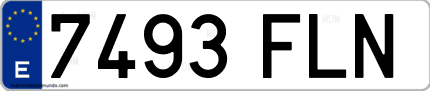 Ejemplo de matrícula de coche ordinaria 7493 FLN