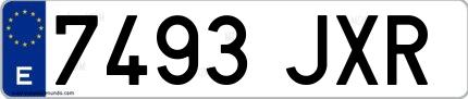 Ejemplo de matrícula española 7493 JXR