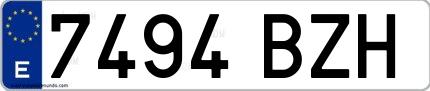 Ejemplo de matrícula española 7494 BZH