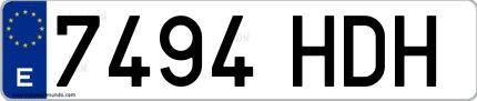Ejemplo de matrícula española 7494 HDH