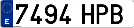 Ejemplo de matrícula de coche ordinaria 7494 HPB