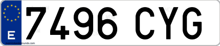 Ejemplo de matrícula de coche ordinaria 7496 CYG