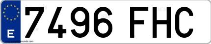 Ejemplo de matrícula española 7496 FHC