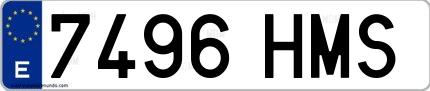 Ejemplo de matrícula de coche ordinaria 7496 HMS