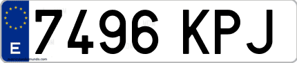 Ejemplo de matrícula de coche ordinaria 7496 KPJ