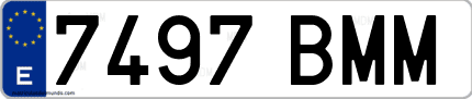 Ejemplo de matrícula de coche ordinaria 7497 BMM