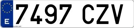 Ejemplo de matrícula española 7497 CZV