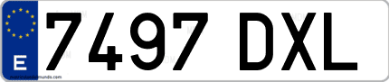 Ejemplo de matrícula de coche ordinaria 7497 DXL