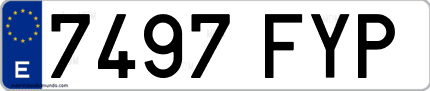 Ejemplo de matrícula de coche ordinaria 7497 FYP