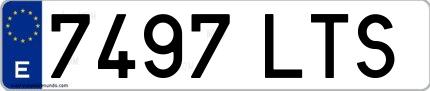 Ejemplo de matrícula española 7497 LTS