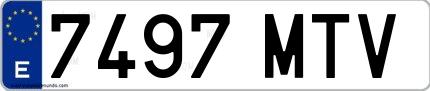 Ejemplo de matrícula española 7497 MTV