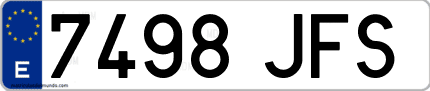 Ejemplo de matrícula de coche ordinaria 7498 JFS