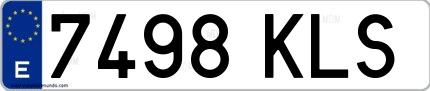 Ejemplo de matrícula española 7498 KLS