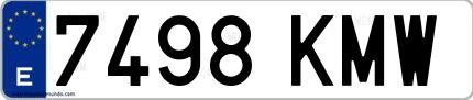 Ejemplo de matrícula española 7498 KMW