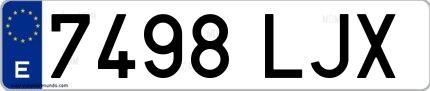 Ejemplo de matrícula española 7498 LJX