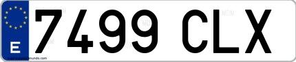 Ejemplo de matrícula española 7499 CLX