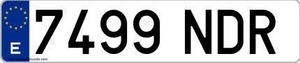 Ejemplo de matrícula española 7499 NDR