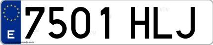 Ejemplo de matrícula de coche ordinaria 7501 HLJ
