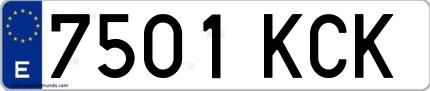Ejemplo de matrícula de coche ordinaria 7501 KCK