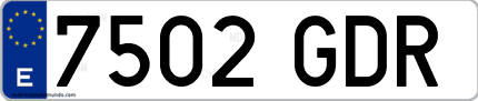 Ejemplo de matrícula de coche ordinaria 7502 GDR