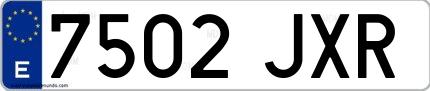 Ejemplo de matrícula española 7502 JXR