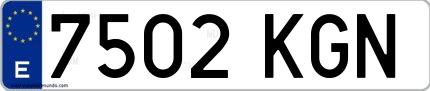 Ejemplo de matrícula española 7502 KGN